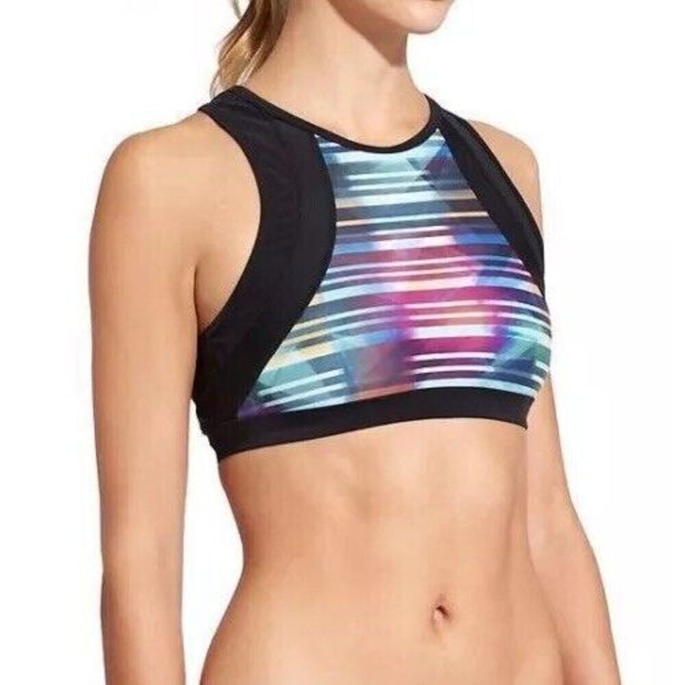 Athleta Streamline Sports Bra Laser Beam Print Multicolor SZ S 213142 T0508